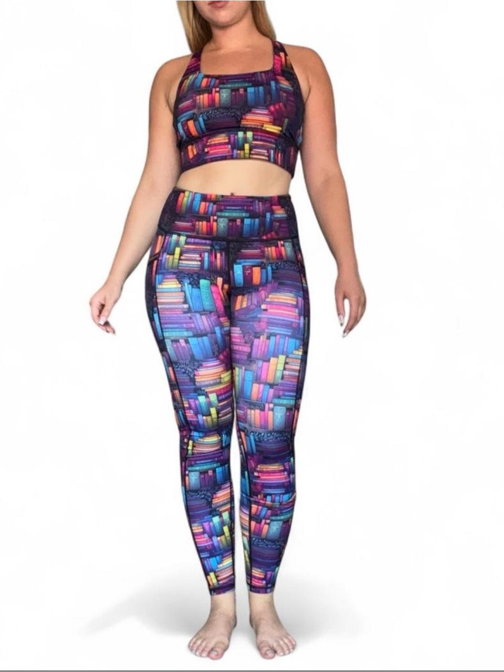 CVG Women's Rainbow Bookstack Sports Bra & Leggings Set Size S/M - Picture 2 of 8